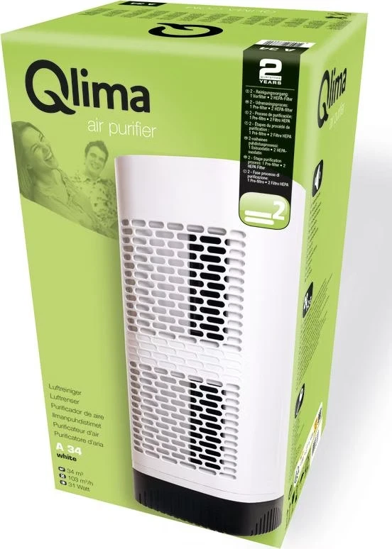 Qlima A34 Air Purifier HEPA Filter, Anti Allergy/Waste Garbage » - Image 3 of 4