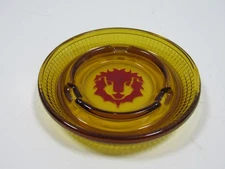 Vintage  5” Lions Head Amber Ashtray Mid Century Modern MCM Lion #P32