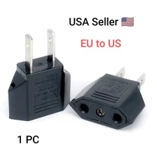 New Euro EU to US USA Power Plug Converter Adapter with Two Holes ABS Black 1 PC