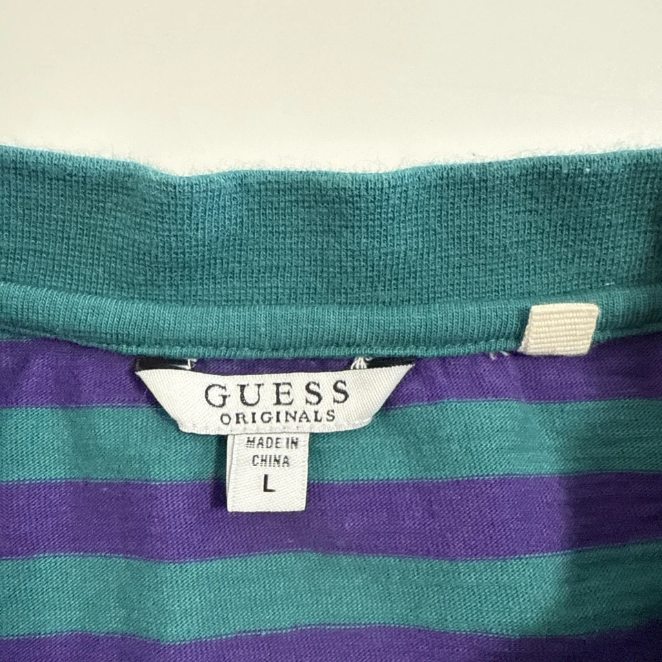 Guess Jeans USA X Asap Rocky T-Shirt Adult L Teal & Purple Embroidered - Image 4 of 4