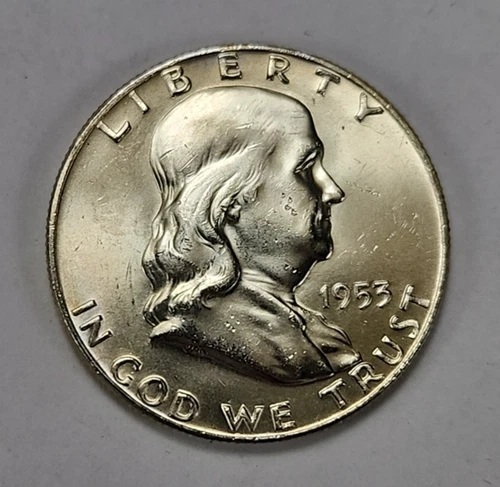 1953 D Franklin Half Dollars Denver 90% Silver Uncirculated Actual Coin Pictured