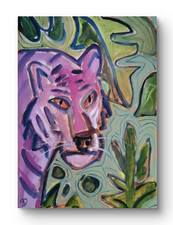 Acrylic painting 12 x 16 inch canvas, Pink Tiger