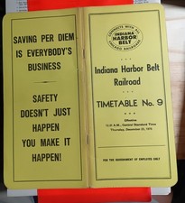 Railroad Employee Timetable IHB Indiana Harbor Belt #9 Dec 23, 1976