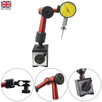 Precision Dial Test Indicator DTI Gauge + Flexible Magnetic Base Holder Stand UK