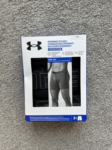 Under Armour Men's Boxer Briefs 3 Pack Performance 6 Inch Inseam Black Large - Picture 4 of 9