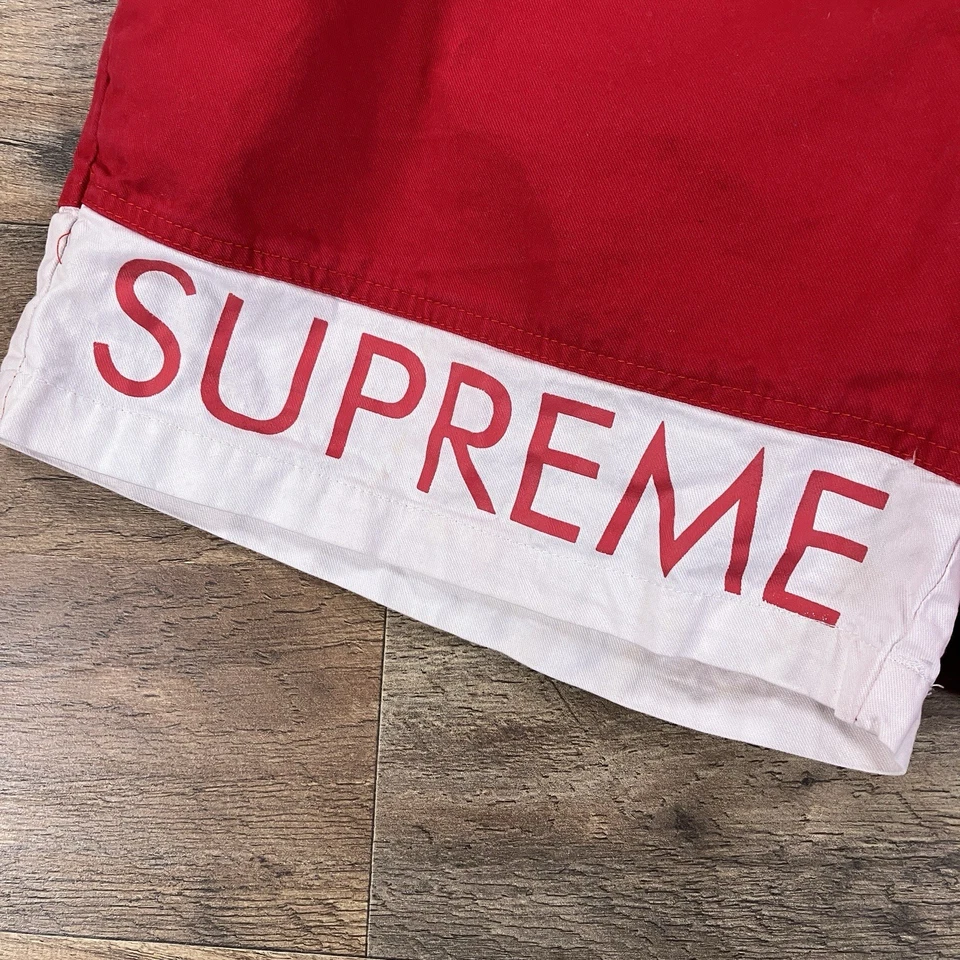 Supreme Shorts Mens Large Red Spell Out Lined Swim Trunks Bathing Suit - Image 2 of 4
