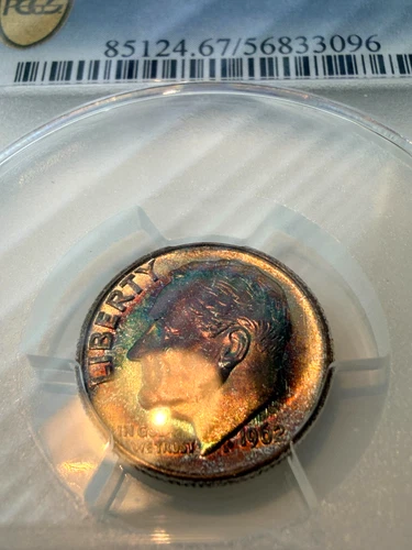 1962 10C PCGS MS67 FULL BANDS!!! Wonderful Toning