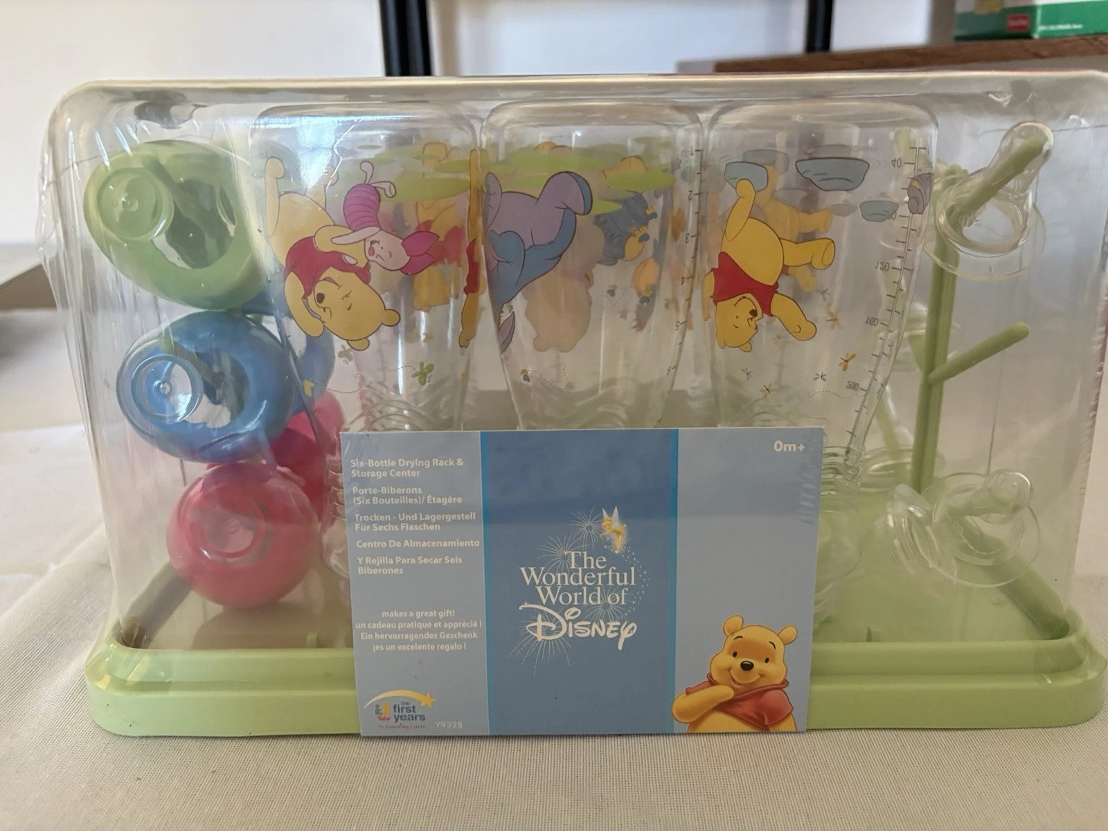 Vtg Disney Winnie The Pooh 6/8oz Baby Bottles Drying Rack Storage NEW 1998 Rare