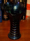 Vintage 8" Imperial Carnival Glass Vase Ripple Electric Purple Amethyst