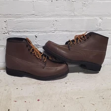 mens vintage 70s Brown leather Wolverine 6" ankle high Moc toe  size 11 