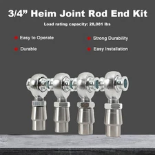 3/4” Heim Joint Rod End Kit, Left and Right Hand Thread 2 Big .750” 28,081 lbs