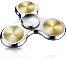 Silver Fidget Spinner Toy For Stress Relief Adhd Focus Stainless Steel Bearing