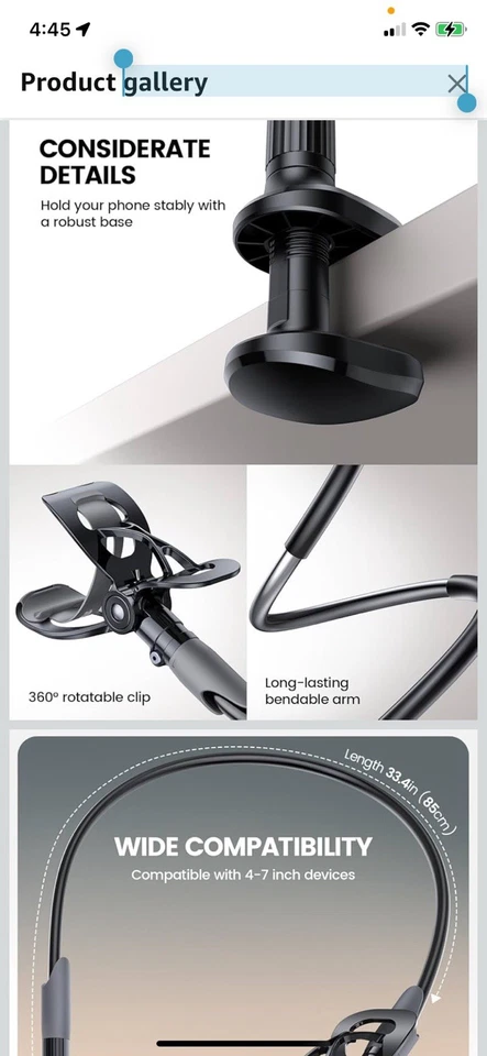 Lamicall Gooseneck Phone Holder for Bed - Cell Phone Mount Clamp Clip USED - Image 2 of 4