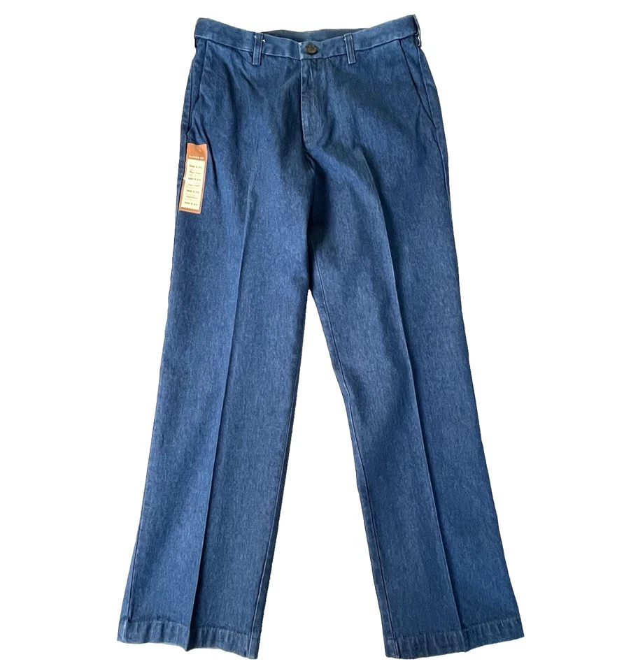 Haggar Work To Weekend Mens Creased Denim Pants 34x31 Blue Expandable Waist NWT - Image 2 of 4