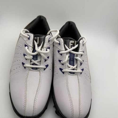FootJoy Golfschuhe Junior Jugend Größe 1M weiß Leder Spikes Golfschuhe - Bild 12 von 13