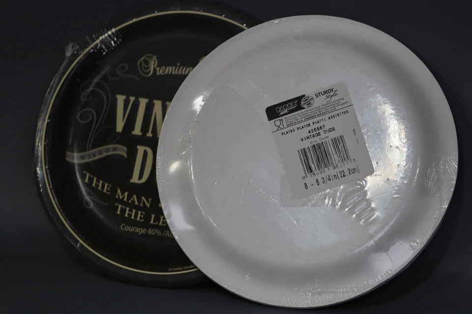 Vintage Dude 9 Luncheon Plates count 8 Party Supplies (pack of 3 ) - Image 3 of 4