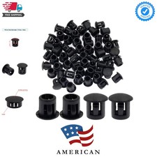 60PCS 6mm 1/4" Black Hole Plugs Plastic Flush Type Hole Plugs Snap in Locking...