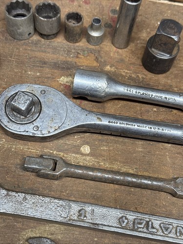 LARGE PLUMB PLOMB PLVMB PEBBLE FINISH OPEN END, COMBINATION WRENCHES, PRE PROTO - Picture 5 of 16