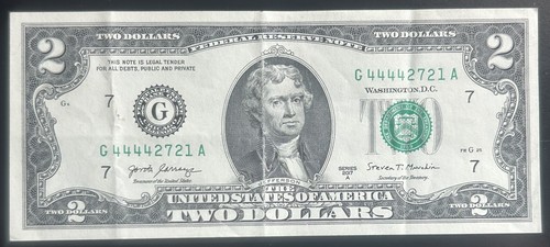 (QUAD 4s!) $2 Four In A Row Lot Of 3 Fancy Serial Numbers G44442649/2674/2721A - Picture 8 of 9