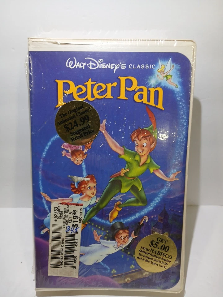 Peter Pan VHS- Black Diamond Walt Disney Classics 1990 Sealed Foto 2 de 4
