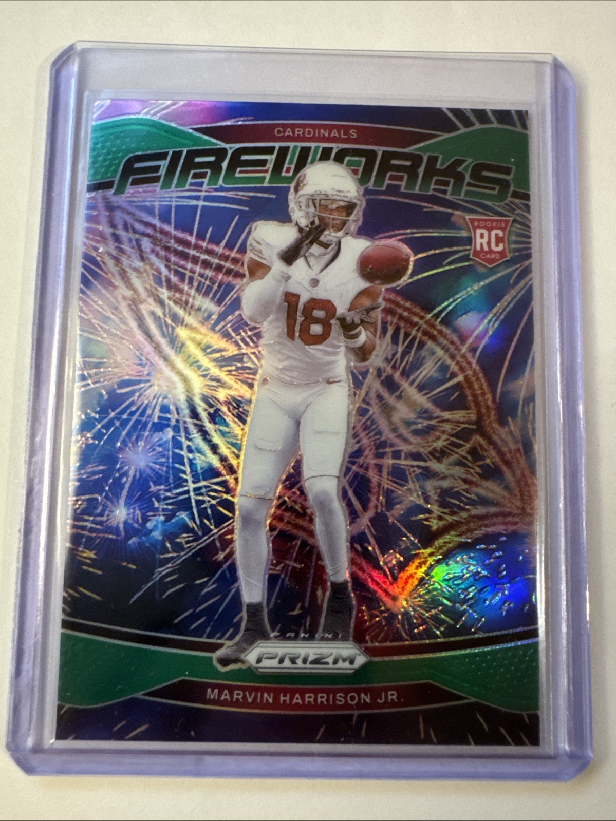 2024 Panini Prizm - Fireworks Marvin Harrison Jr. #20 Green Ice Prizm (RC)