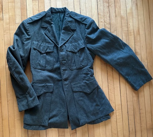 Vintage U.S. Army Military Officers Jacket Green Wool Tunic small no buttons