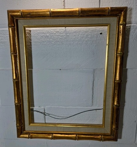 Bamboo Picture Frame All Wood ,gold Gilt Fits 11 x 14 Total Sz 14x15 NICE