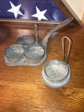 Lot 2 Vintage Antique Tin Egg Separators Poaching Wells Very Unusual