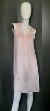 VTG LORRAINE Nightgown Nighty Pale Pink Nylon Embroidery Size Small