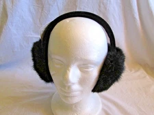 Earmuffs 100% Rabbit Fur Headband Black w/Thinsulate Cold Weather Protection NEW