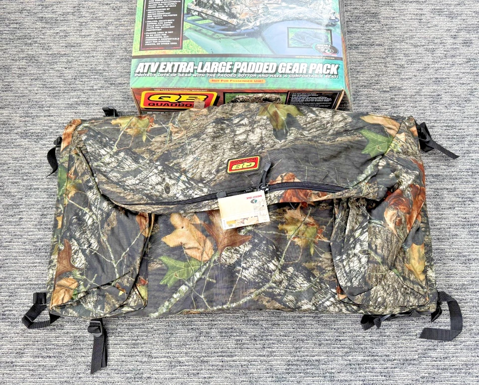 Quadboss ATV Rear Rack Storage Cargo Bag Honda Foreman 400 450 500 TRX300 Camo - Image 3 of 4