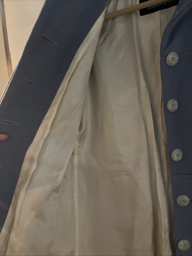 Vintage Marvin Richards Blue Lambs Wool Buttoned Trench Coat With Pockets Size S - Picture 4 of 9