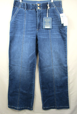-NWT Democracy ''Ab'' Solution Skyrise Wide Leg Women's Jeans Indigo Sz 12