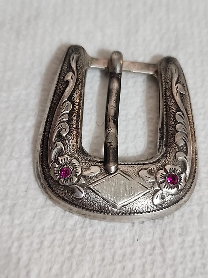 HOLLANDS SAN ANGELO #850 Sterling Silver & Rubies Ranger Belt Buckle W/ Keepers - Image 3 of 4