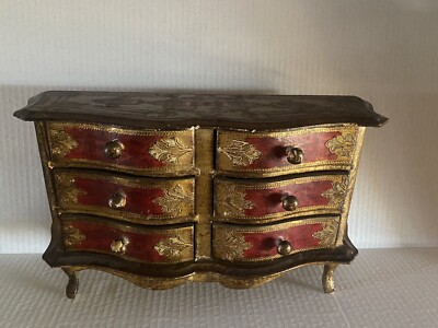 Florentine miniature chest drawers as jewelry box Vintage 1960's -made in Italy-