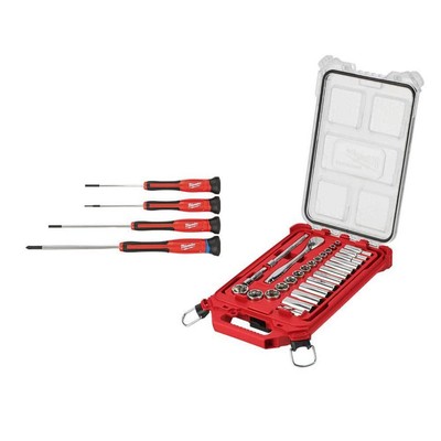 Milwaukee Hand Tool Combination Precision Screwdriver in Red w/ Packout Case
