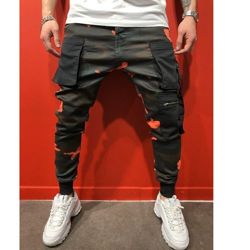 Pantalones De Camuflaje Para Hombre Moda Cargo Deportivas Harén Ajustados  Casual | eBay