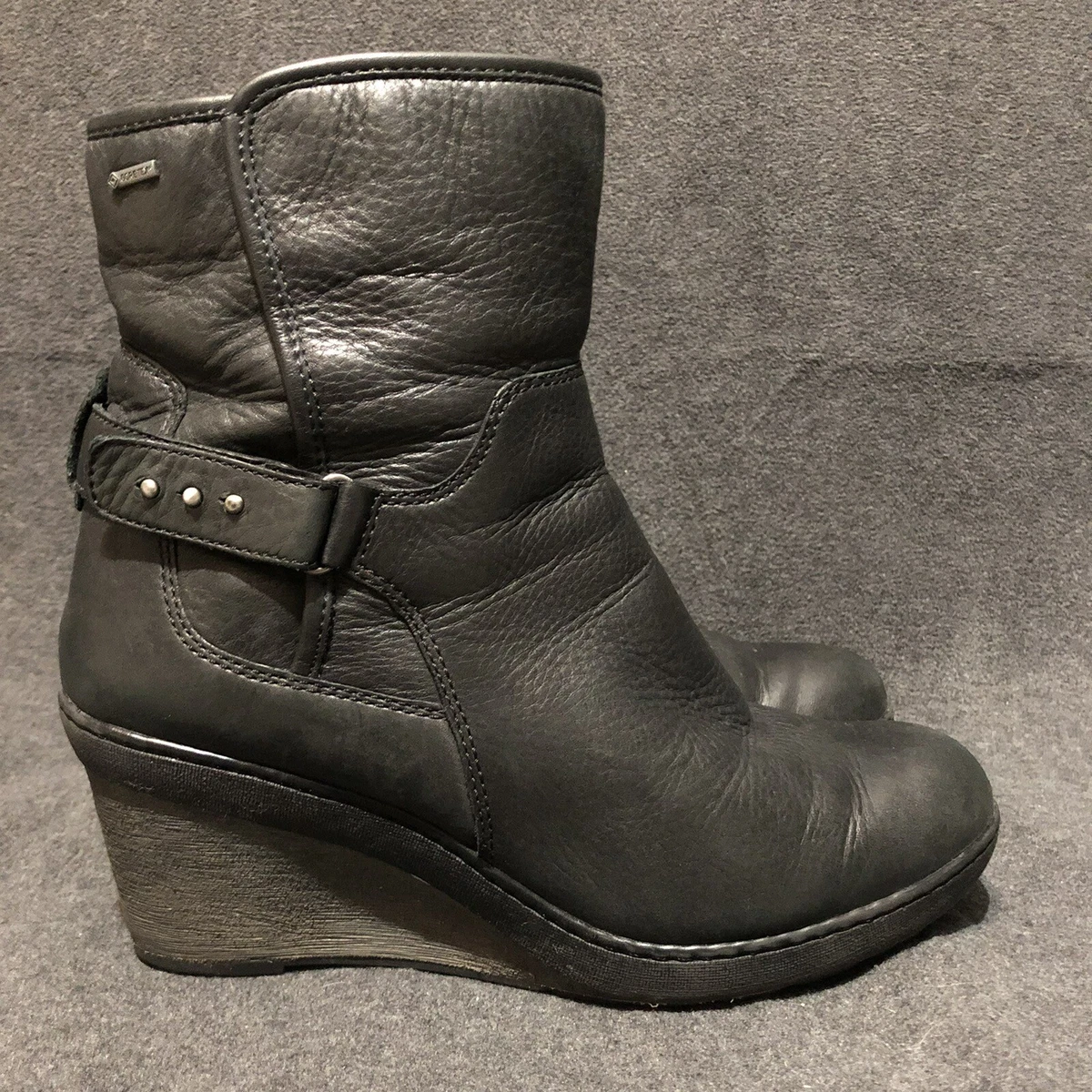Clarks Boots Womens 11 Natira Kit GTX Wedge Ankle Booties Black