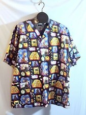 Halloween, Ghost, Black Cats, Pumpkins X-Large Medical Scrub Top