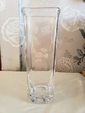 Simon Pearce Clear Glass Square Contemporary 10" Vase Handcrafted in U.S. Signed