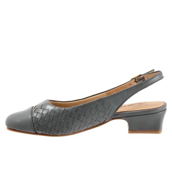 Trotters Dea Woven Leather Pumps Women's Size 7N Narrow Mid Grey Low Heels - Image 4 of 4