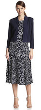 JESSICA HOWARD WOMEN'S 2 PC DRESS AND PLEATED CROPPED JACKET, NAVY/IVORY, 6