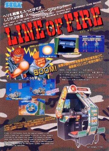 Line Of Fire Arcade ULOTKA Oryginalna 1989 Gra wideo Japonia NIEUŻYWANA Retro Vintage  - Zdjęcie 1 z 2