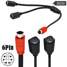 Mini DIN 6 Pin PS2 Male To Female Extension Splitter Y Cable for Keyboard Mouse