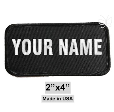 Custom Personalized Embroidered Monogrammed Name/Title Patch Black 2''x4''.