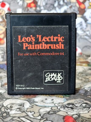 LEO'S LECTRIC PAINTBRUSH Commodore 64 Chalk Board Computer Game Cartridge TESTED