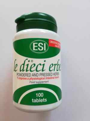 ESI LE DIECI ERBE Effective Treatment Constipation Laxative No Gluten 100 tablet