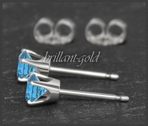 Ohrstecker in 585 Gold, aquamarin-blaue Topase 4, 5, 6, 7 mm, Gelbgold, Weißgold - Bild 10 von 16