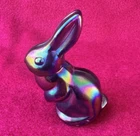 Fenton Amethyst Purple Irridescent Carnival Glass Mini Rabbit Bunny - EASTER