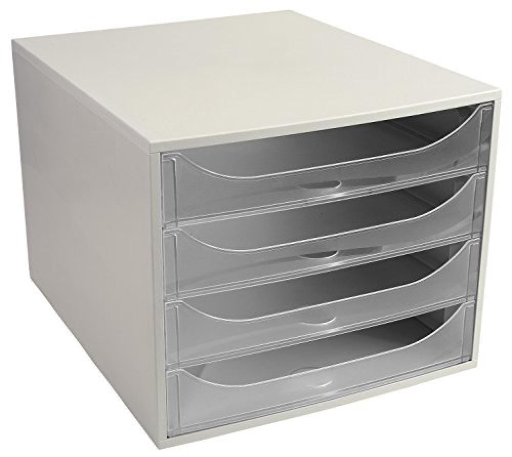 (TG. 34.8 x 28.4 x 23.4) Exacompta 228323D Cassettiere, Bianco/Cristallo, 34.8 x